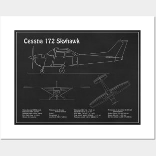 Cessna 172 Skyhawk - Airplane Blueprint Drawing Plans - PD Posters and Art